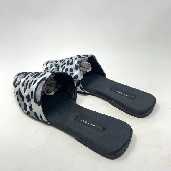 Natori Adore Satin Leopard Print Mules Black Gray Size US 7 - Picture 10 of 12